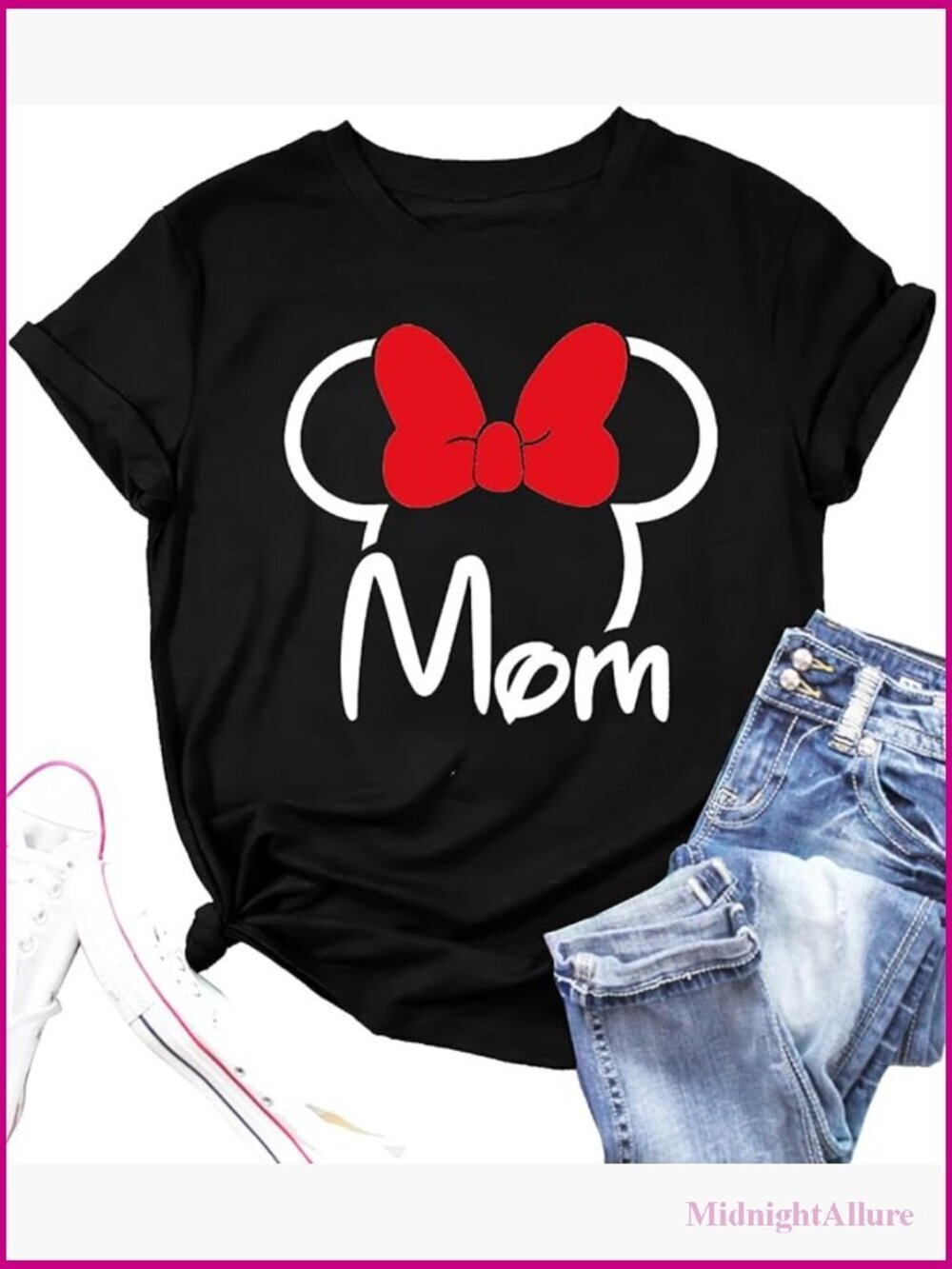 Magical Mom Letters Graphic Tee T-Shirt Funny Cartoon Casual Top